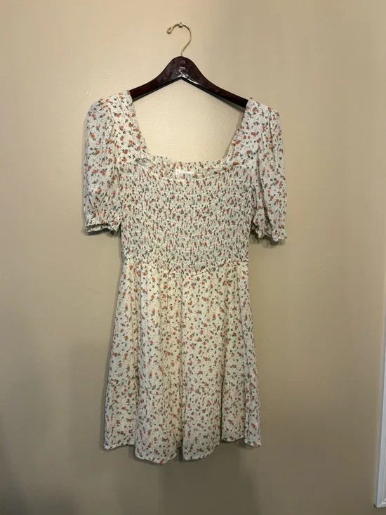 Cream Mini Dress with Rust Floral Print - Picture 1 of 3